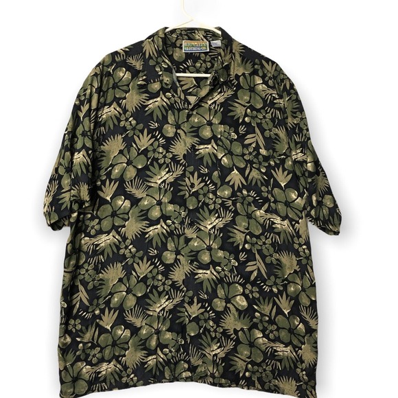 Other - Big Creek Clothing Co Mens Hawaiian Shirt - XL - Green Brown Rayon Short Sleeve